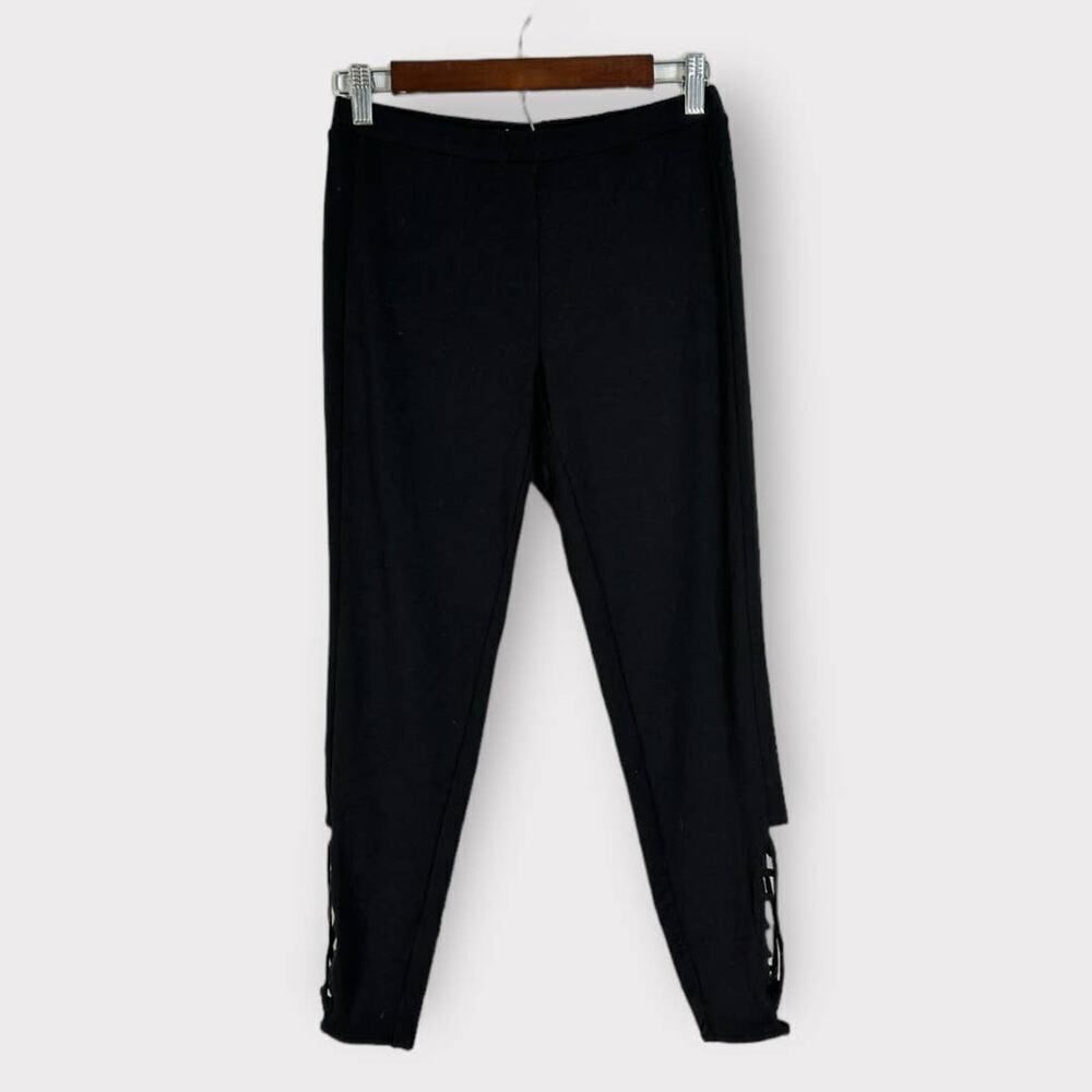 Chaser Leggings Women's Medium Black Ankle Length Criss-Cross Leg Strretchy NWT